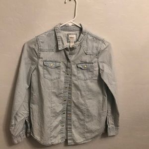 Button down jean looking shirt